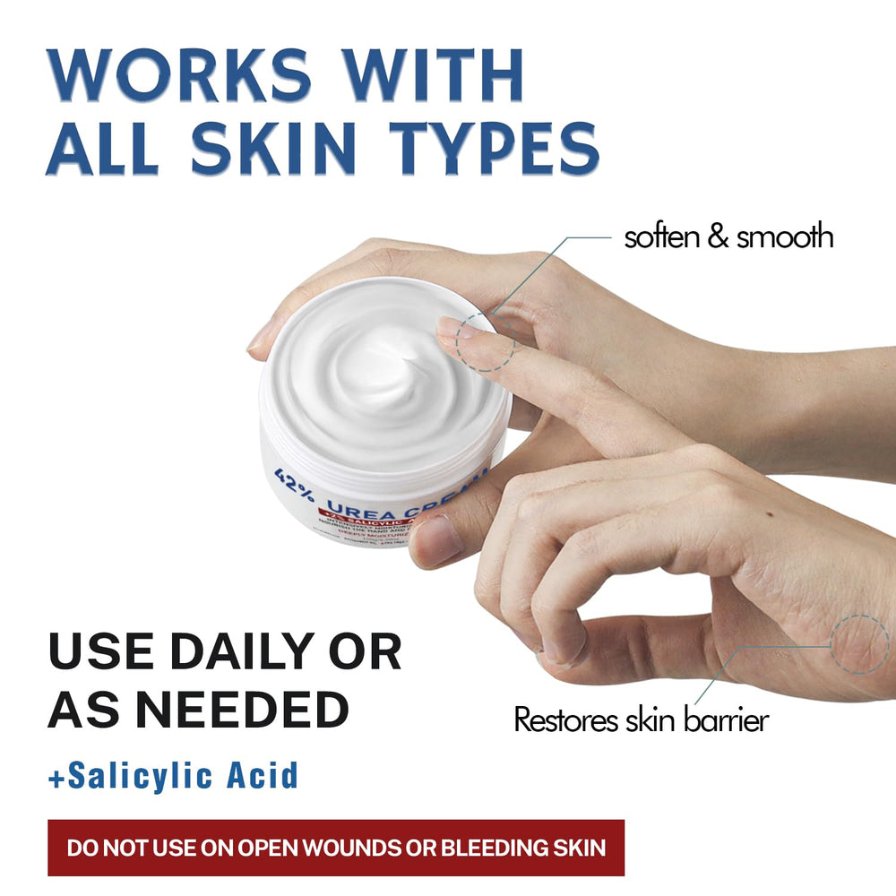 OUKEYA urea cream 42% fragrance-free bottle on shelf.
