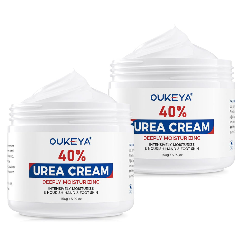 Daily routine featuring OUKEYA 40% urea cream.