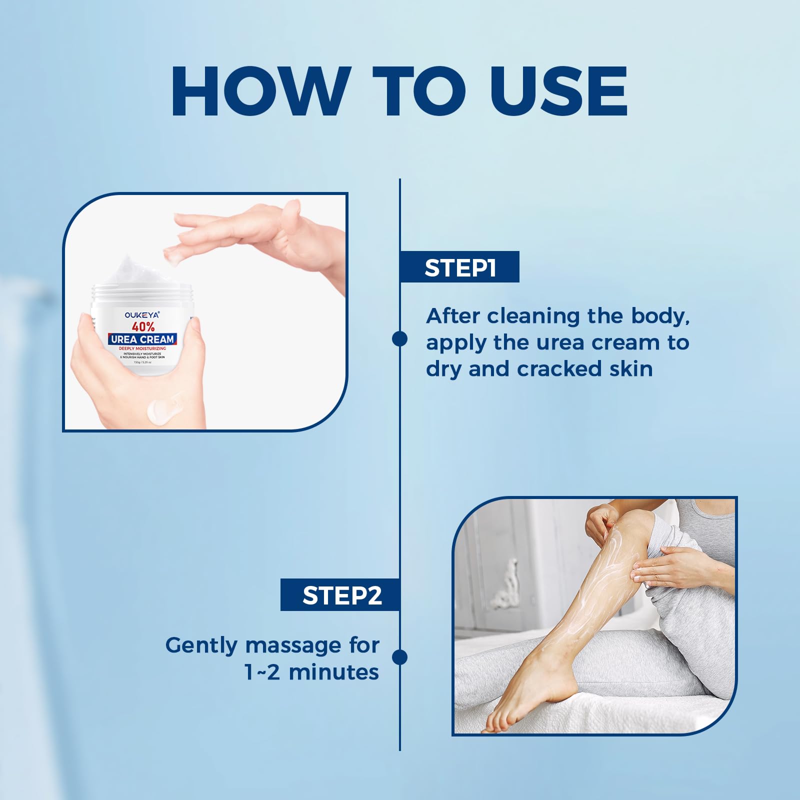 Heel treatment with OUKEYA Urea Cream for smoother skin.