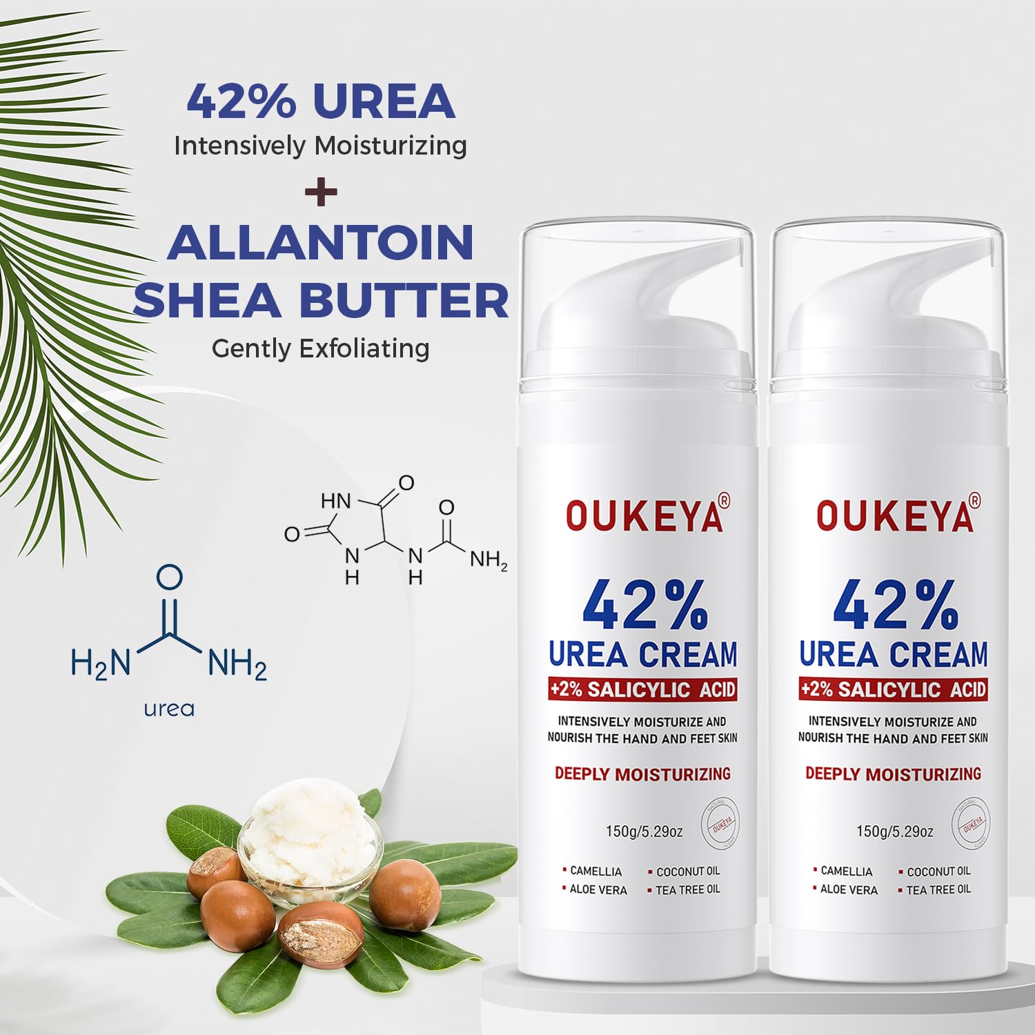OUKEYA Urea Cream on heel to soften dry skin