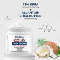 OUKEYA cream texture on hand demonstrates fast-absorbing, non-greasy formula for softer skin