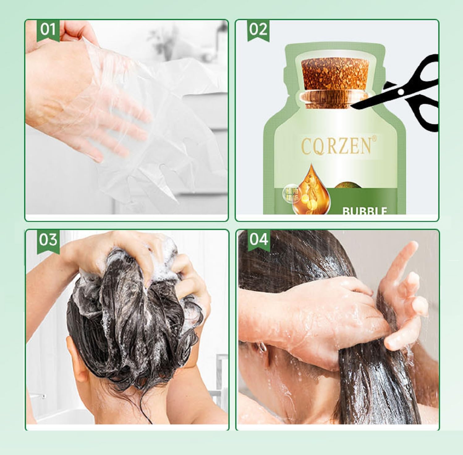 OUKPANE HUANG YI bubble hair color application on hair