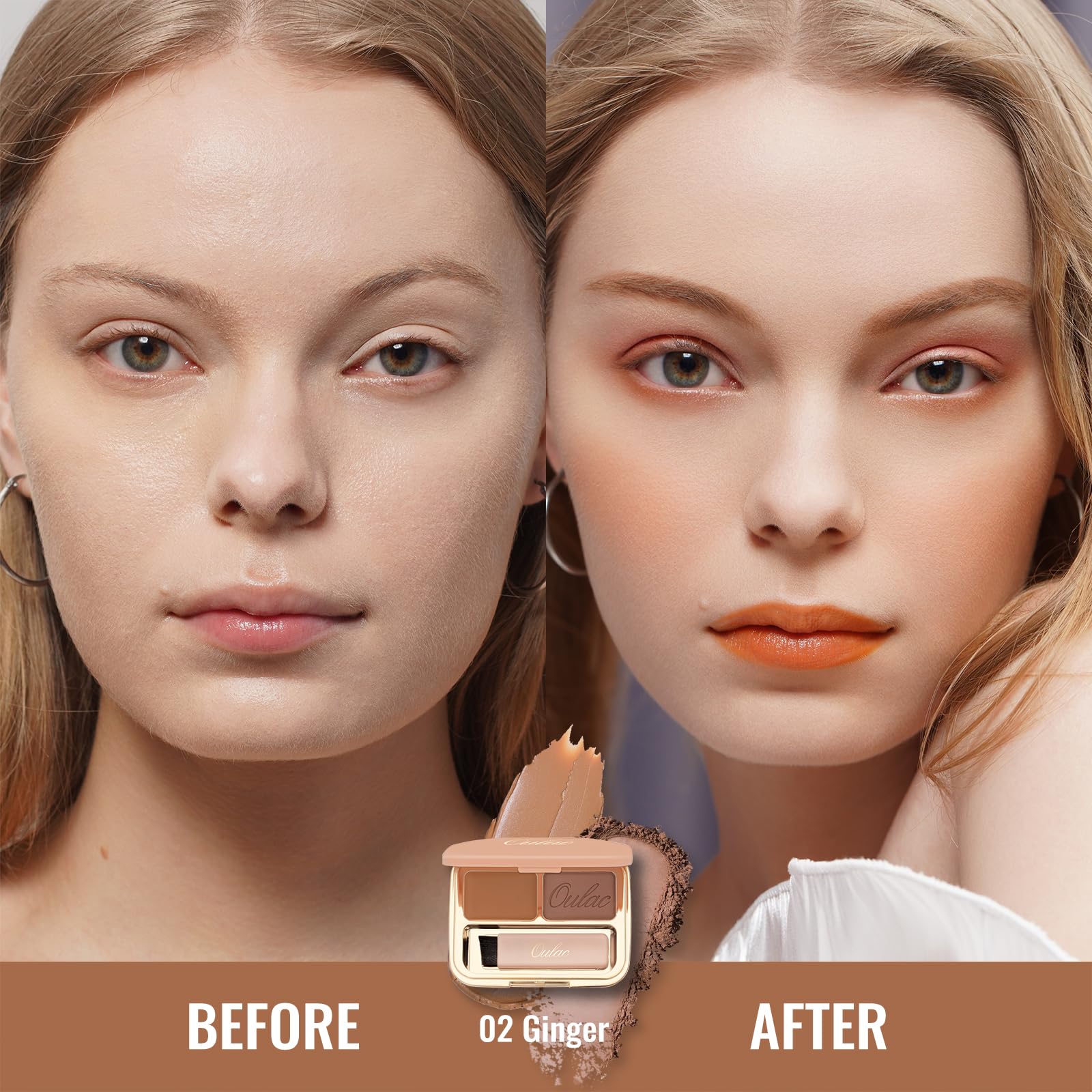 Oulac Brow Kit built-in mirror enables quick touch-ups while on the go.