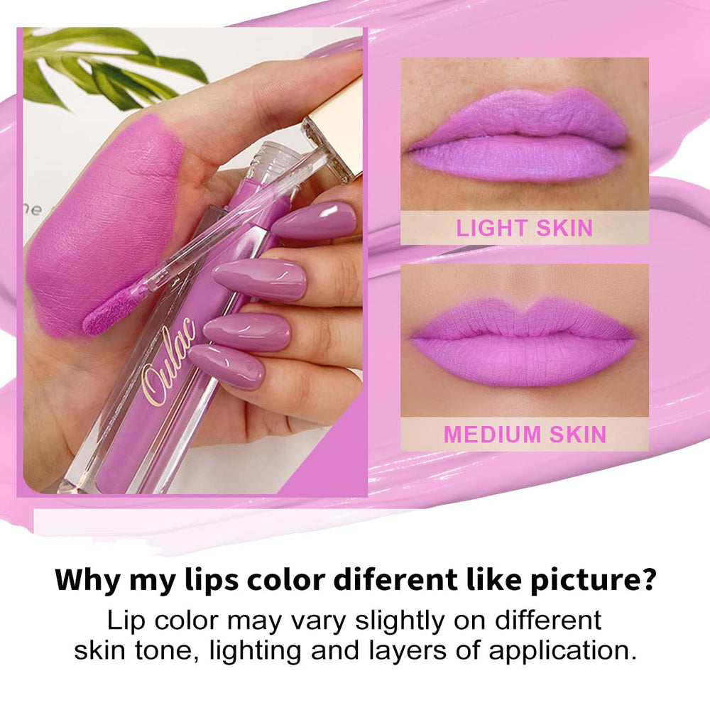 Oulac lip product on neutral background shows no-transfer capability