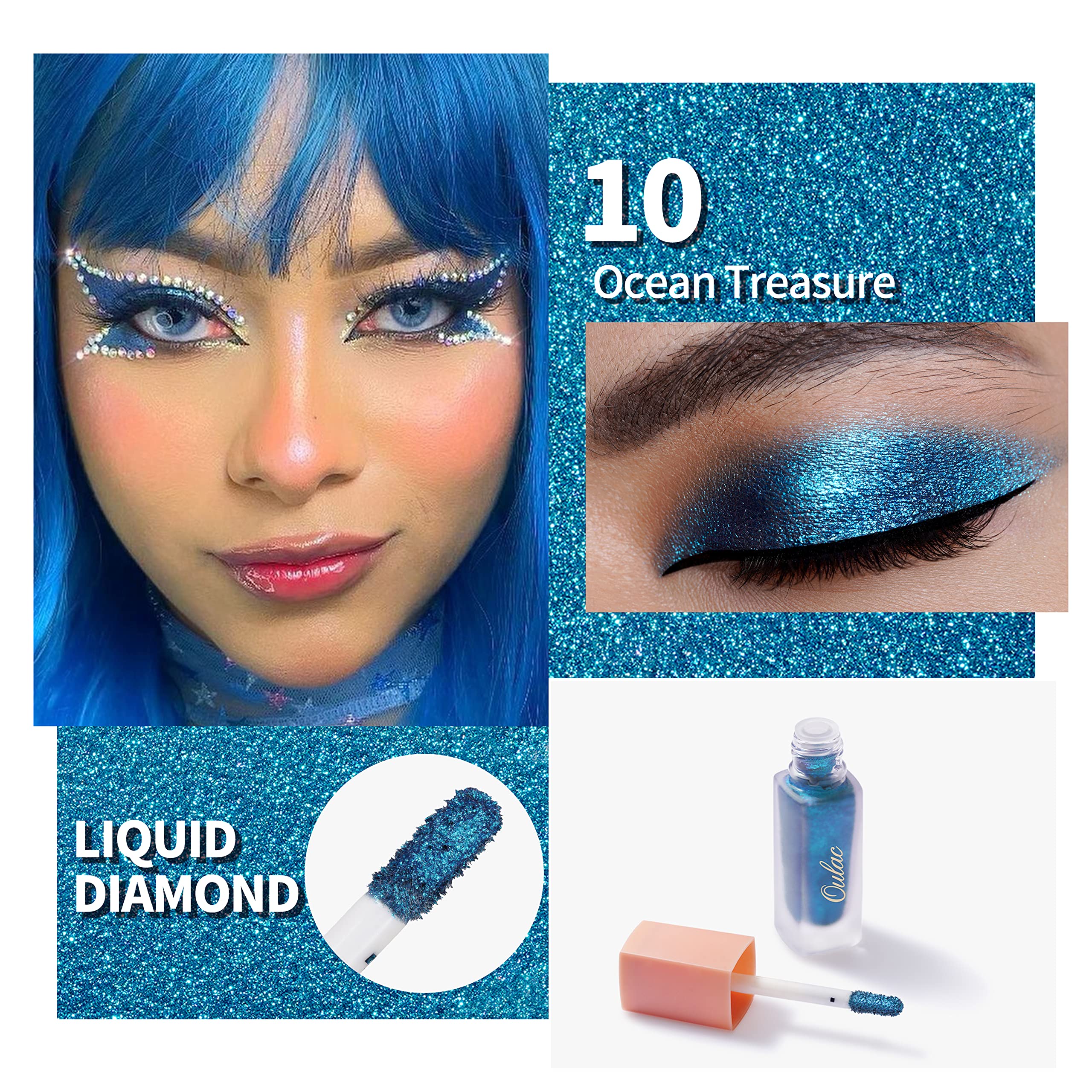 Oulac liquid eyeshadow blending smoothly for a seamless metallic glow