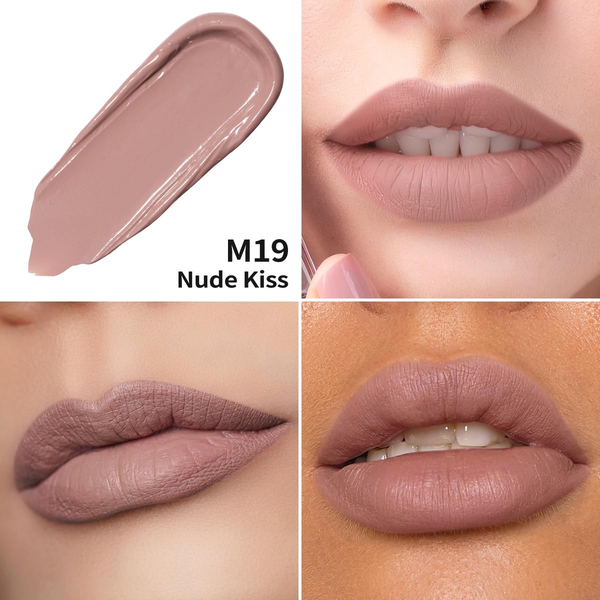 Oulac lipstick texture swirl demonstrates creamy, non-greasy powder finish