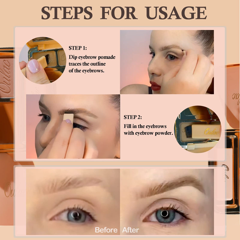 Oulac Natural Brow Look achieved with ginger powder and pomade.