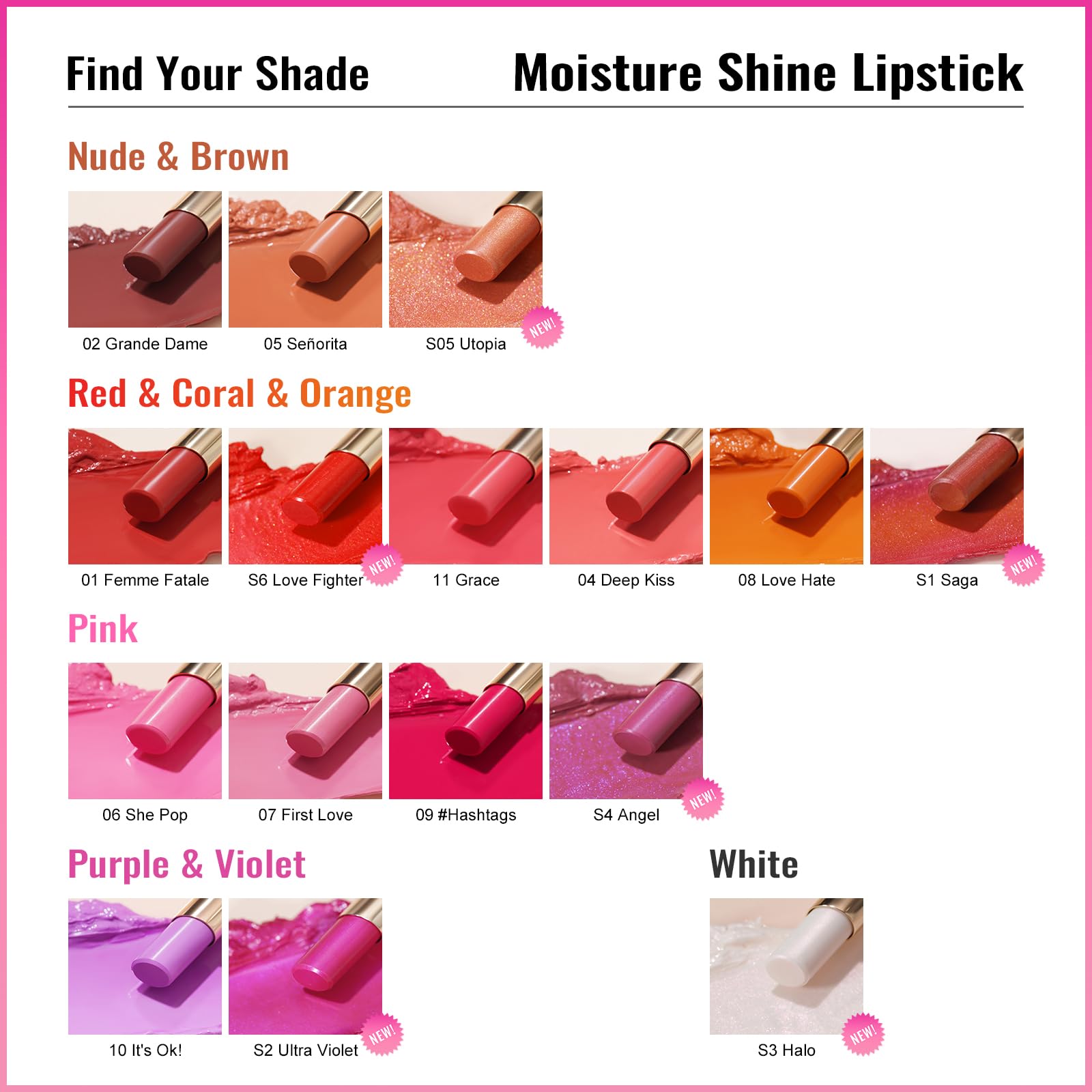Oulac Pinky Purple lipstick on tote-friendly compact sits ready for portability.