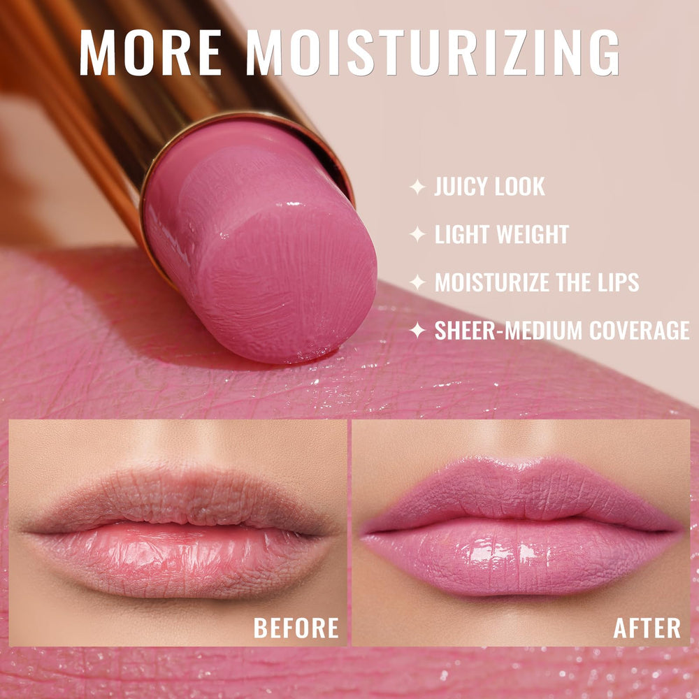 Oulac Warm Pink Shine lipstick application for smooth, vibrant lip color