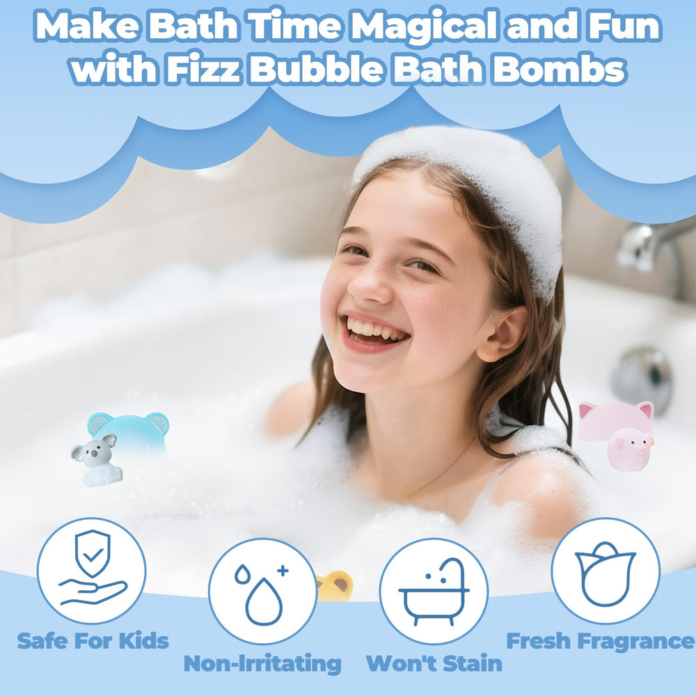 OuMuaMua animal shapes bath bombs reveal a cute toy during bath time