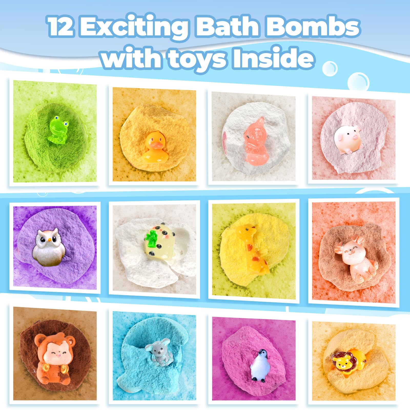 OuMuaMua pink blue green swirl bath water with bubbles