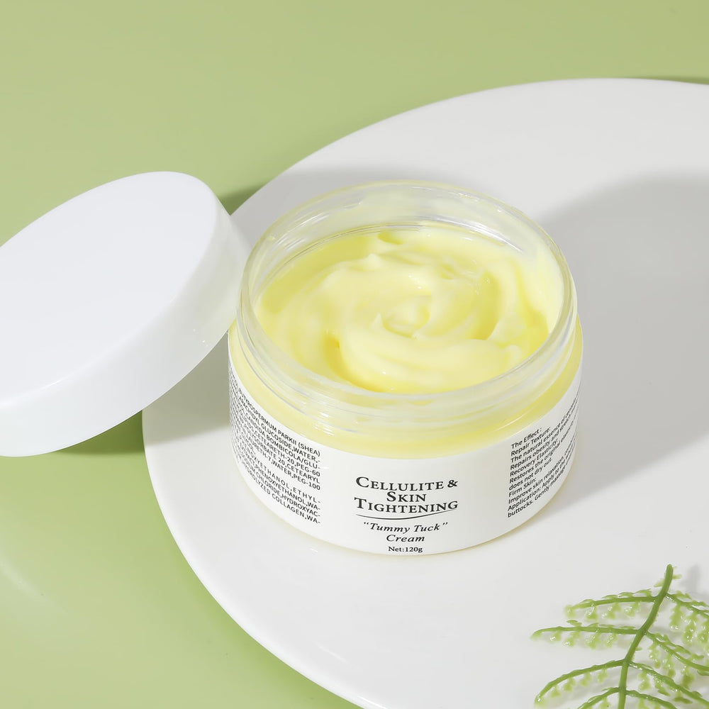 OUPEICHARM after-bath skin moisturizing application on belly.