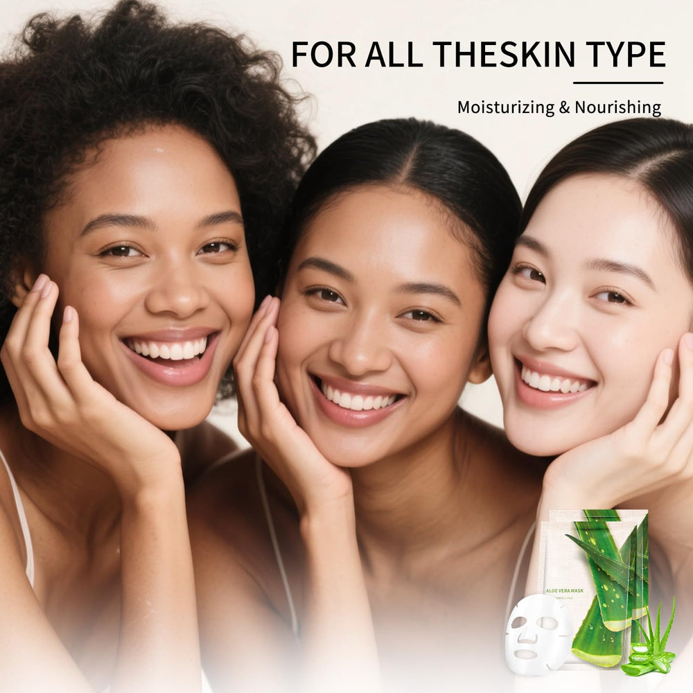 OUPEICHARM Aloe Vera mask hydration action on skin during wear.