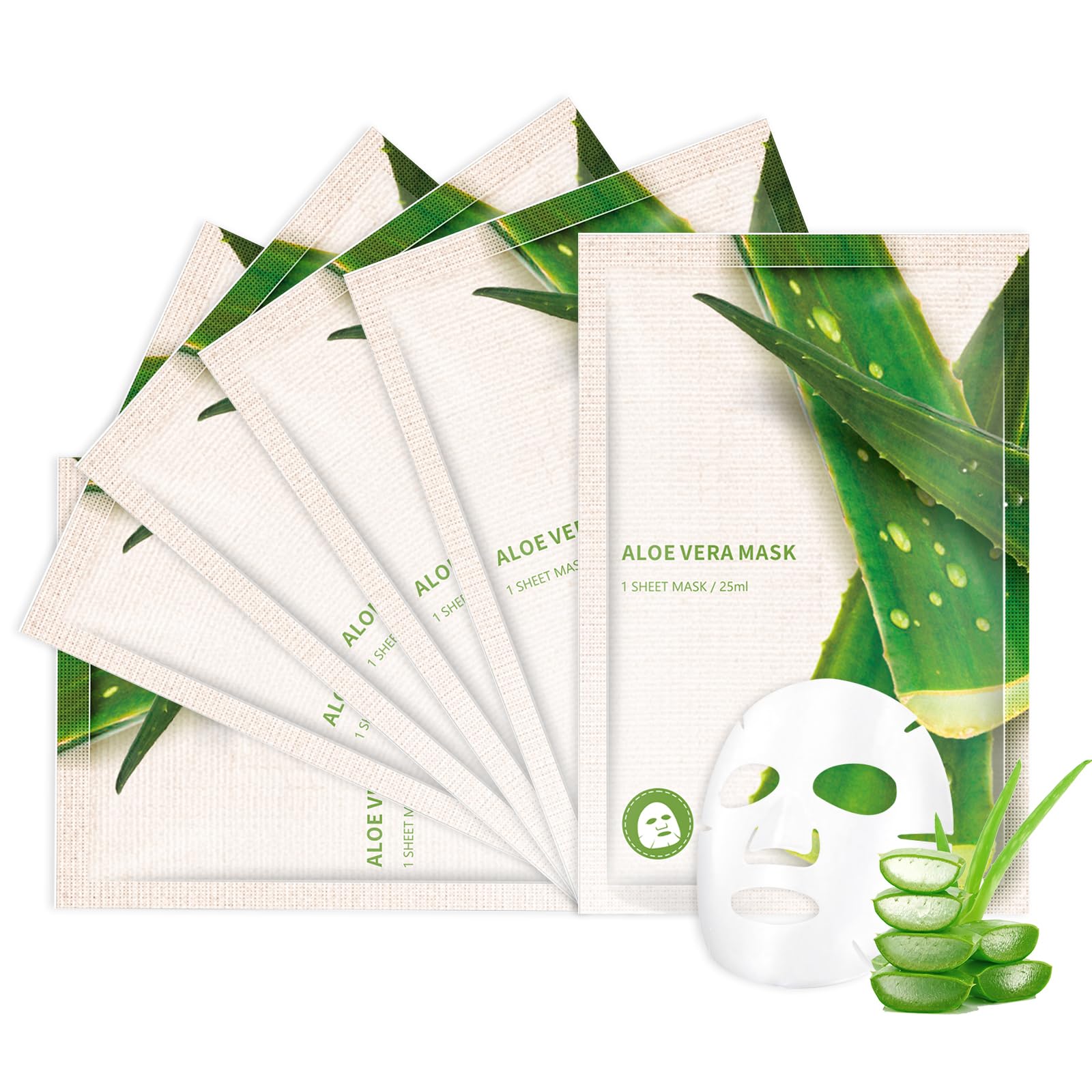 OUPEICHARM Aloe Vera mask packaging promotes hydration for refreshed skin.