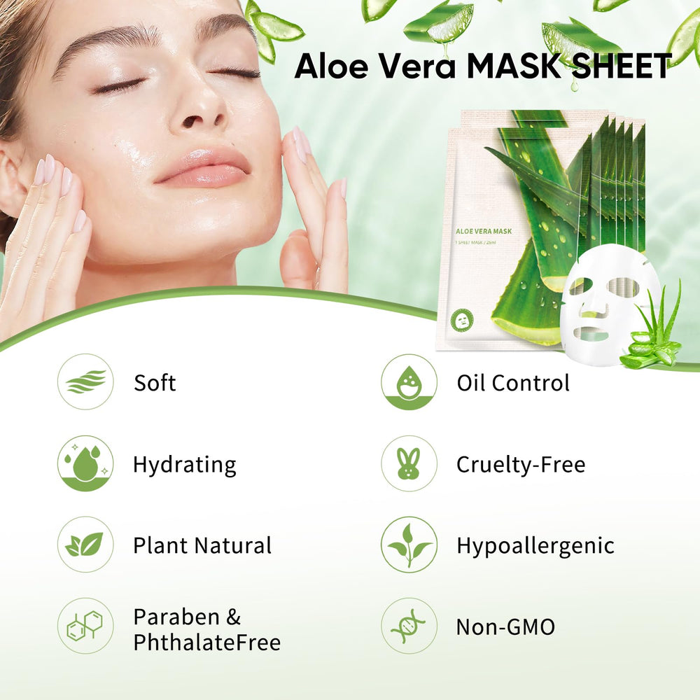 OUPEICHARM Aloe Vera mask spa scene suggests easy at-home pampering.