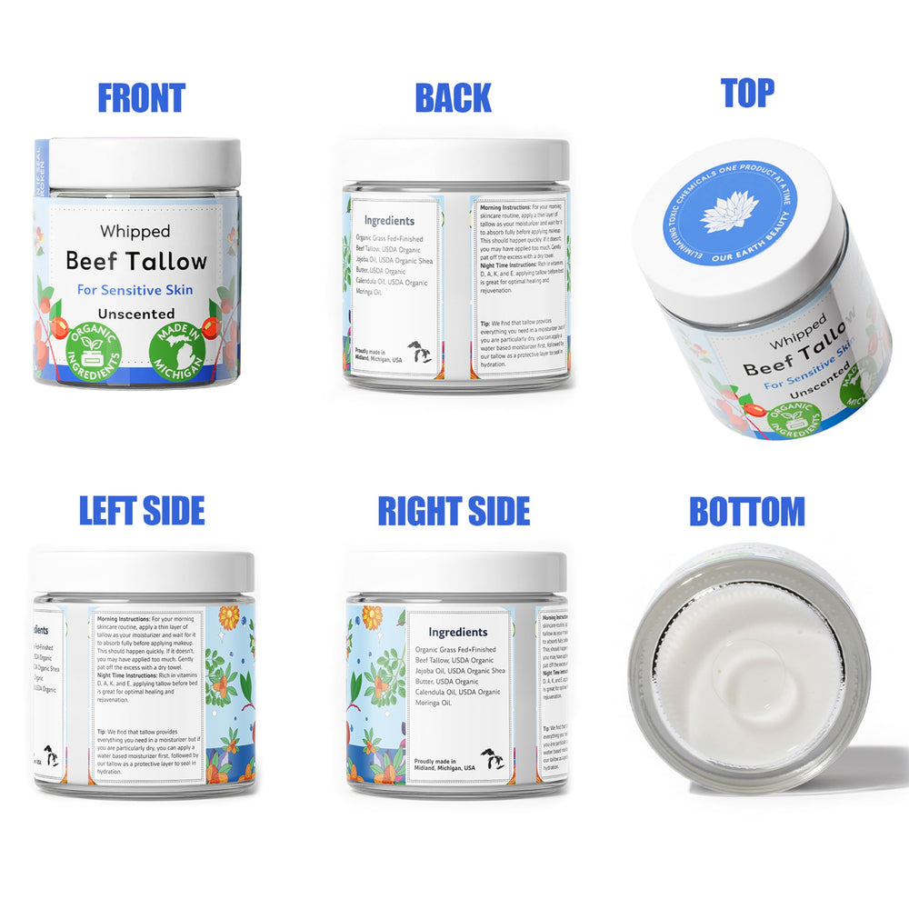 Our Earth Beauty grass fed tallow formula provides a nutrient dense hydration for the face