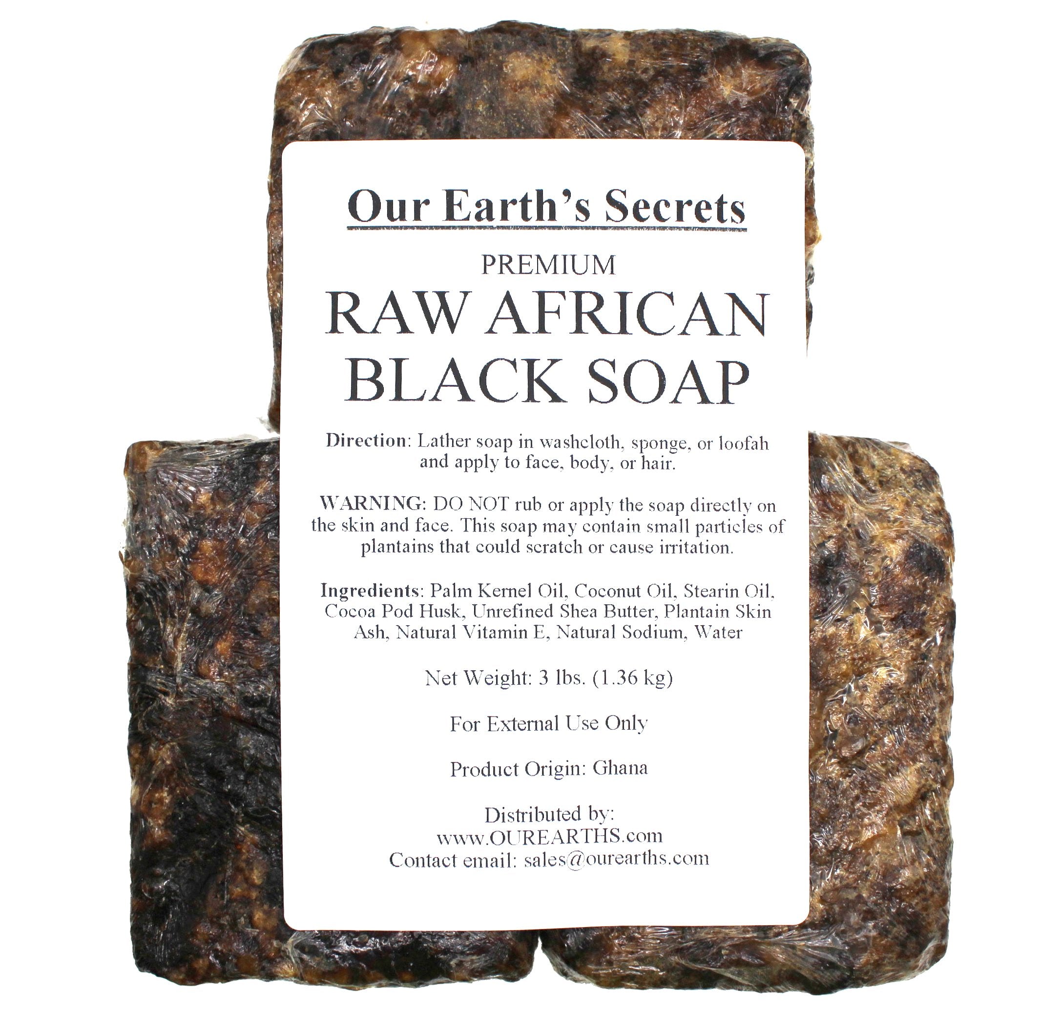 Our Earth's Secrets Ghana-origin soap reflects traditional craftsmanship.