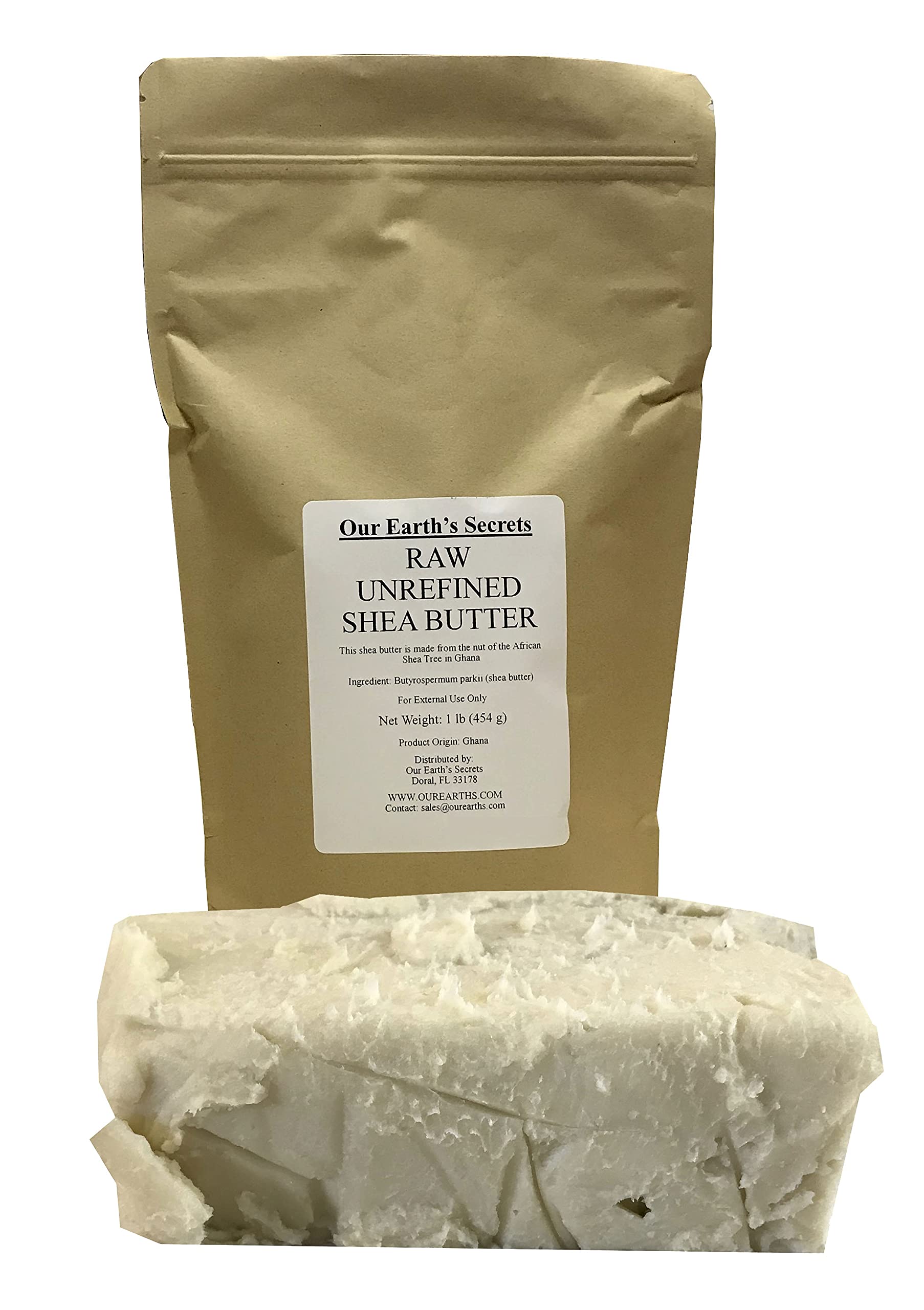 Our Earth's Secrets Ivory Shea Butter cut block for premium skincare formulations and DIY moisturizers