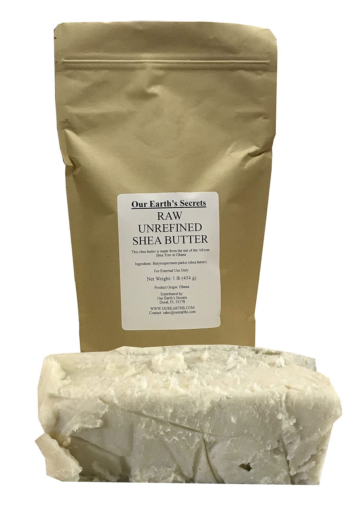 Our Earth's Secrets Ivory Shea Butter cut block for premium skincare formulations and DIY moisturizers