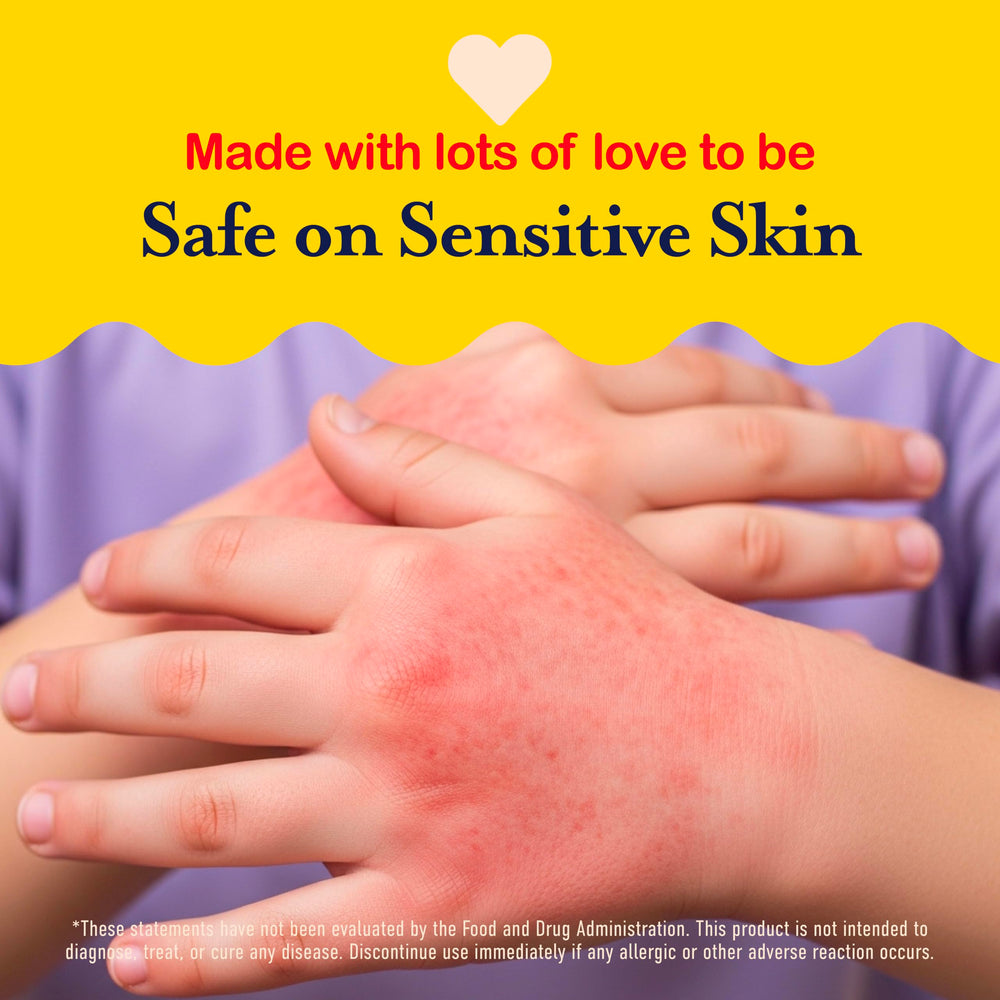 Our Family's Heirloom no-sting formula for sensitive kid skin in everyday use