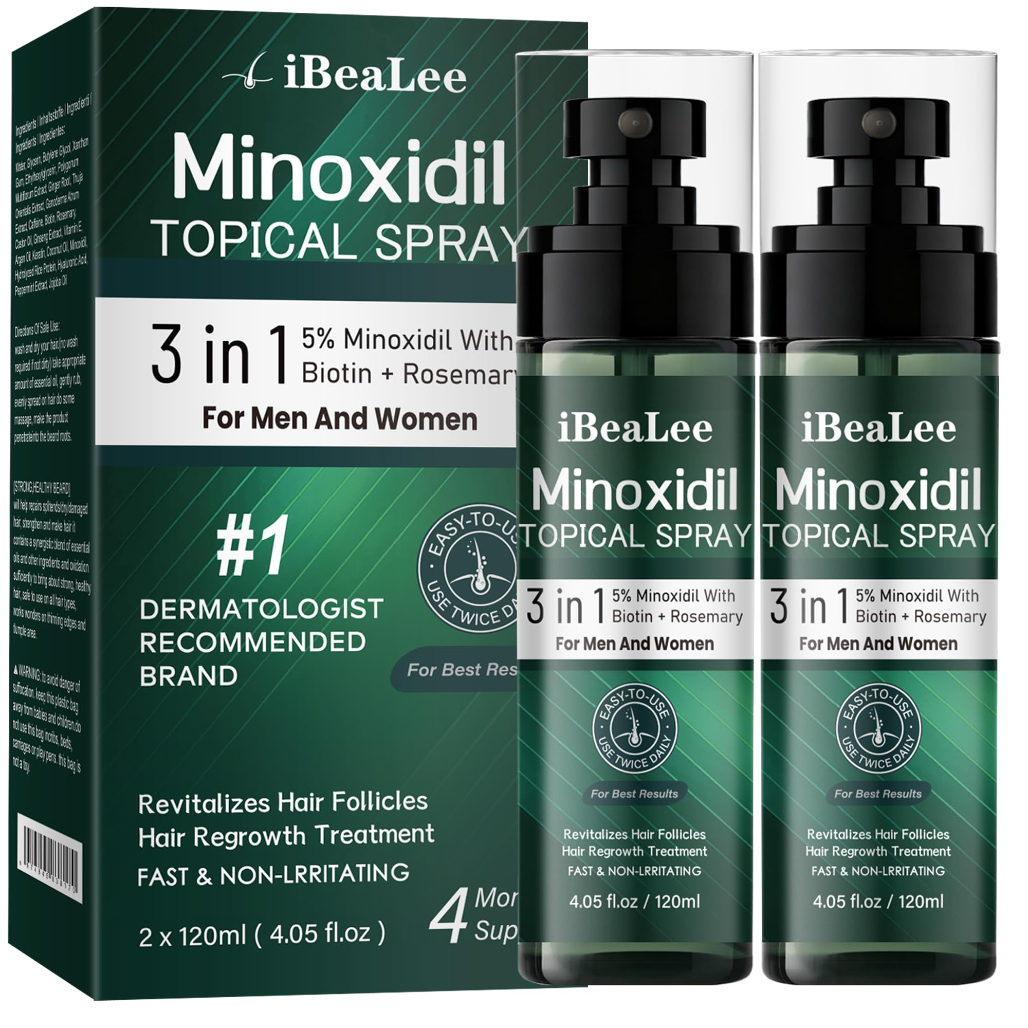 OURMUST Minoxidil 5% bottle close-up highlighting packaging for hair growth support.