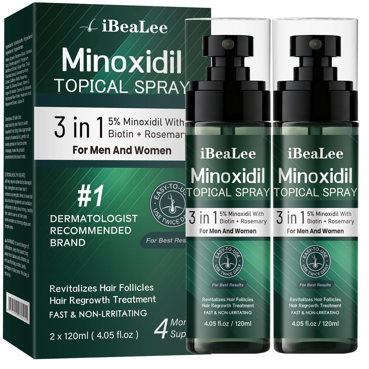 OURMUST Minoxidil 5% bottle close-up highlighting packaging for hair growth support.