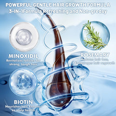 OURMUST Minoxidil application on scalp showing quick absorption and non-greasy finish.