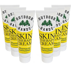 Outdoor Hands Skin Therapy Cream bottle demonstrates pharmacist-formulated care for dry hands.