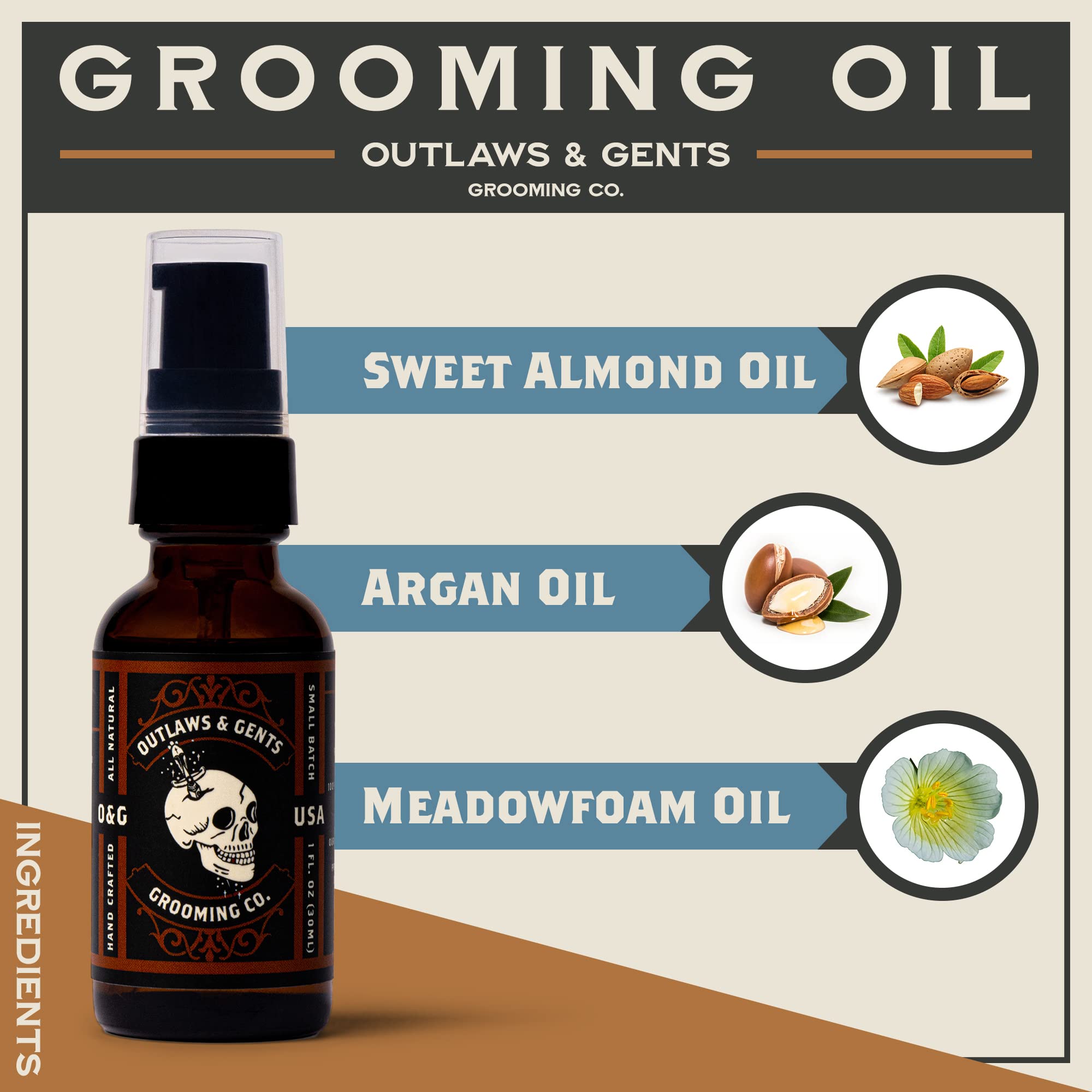 Outlaws & Gents Grooming Co grooming oil absorbs quickly: softens hair and reduces itch.