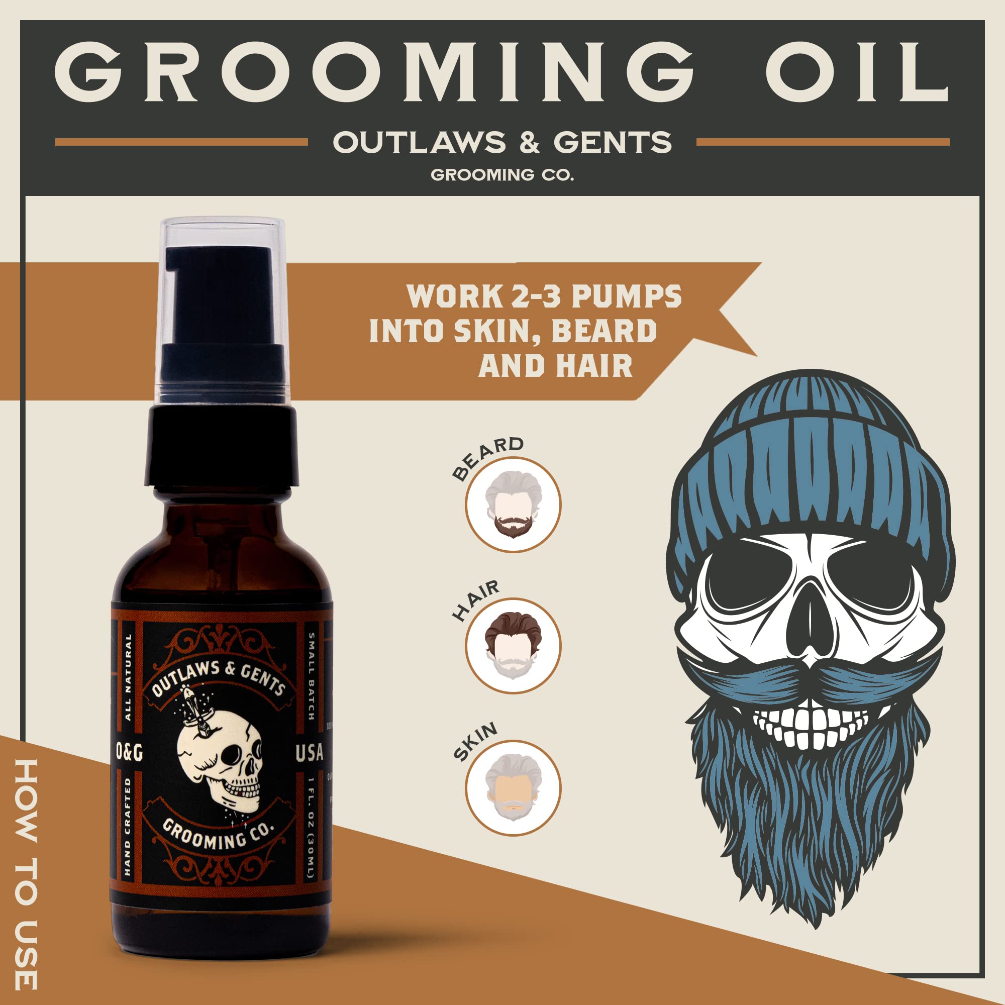Outlaws & Gents Grooming Co oil fragrance orange-vanilla: masculine scent for daily grooming.