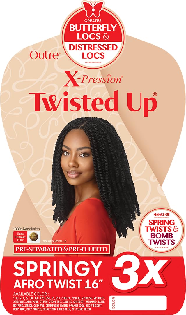 Outre X-Pression Twisted Up 16in 3X off-black 1B prefluffed curls.