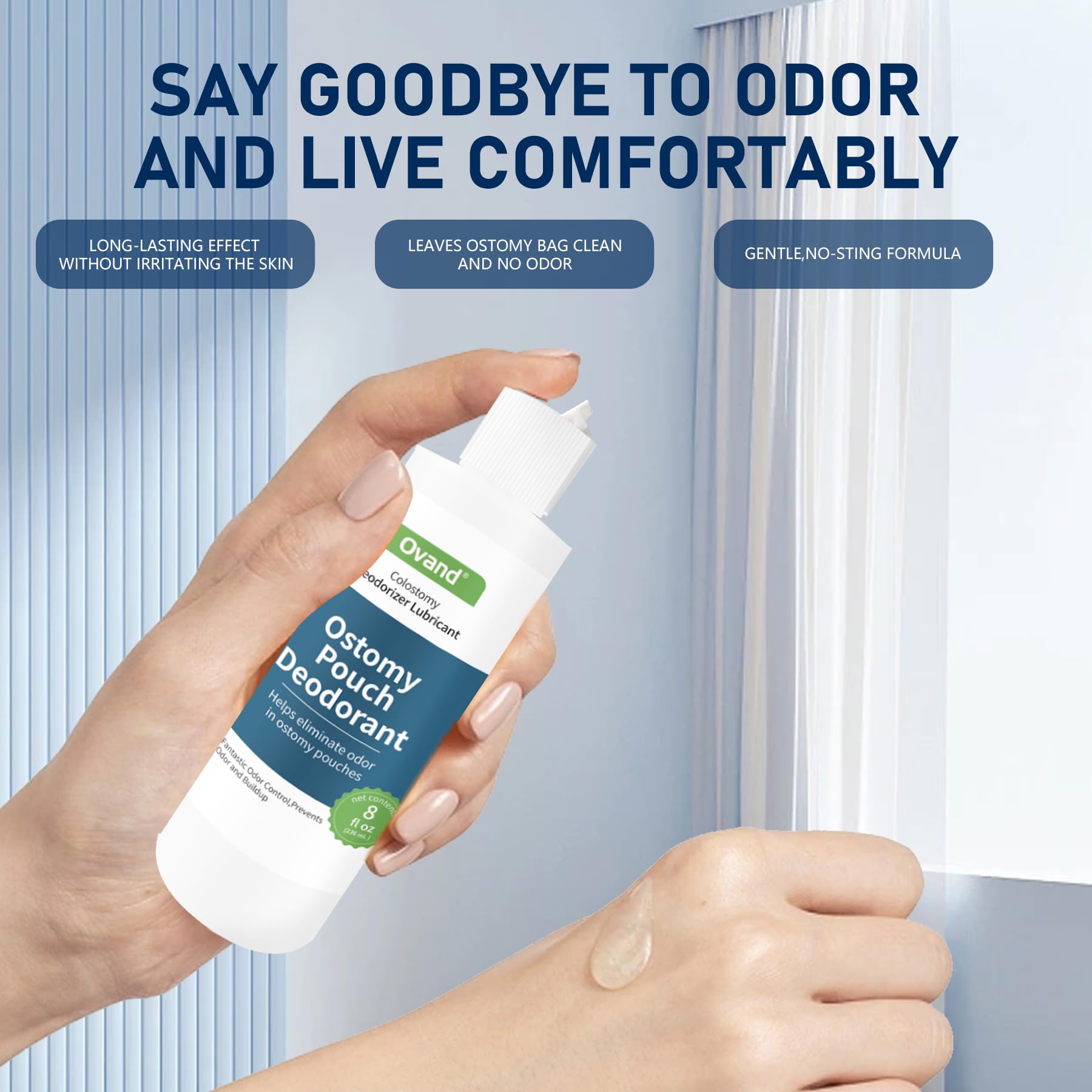 ovand ostomy pouch deodorant drops inside bag provide long-lasting odor neutralization