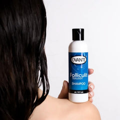 OVANTE Folliculit Solution scalp-closeup demonstrates soothing cleansing action