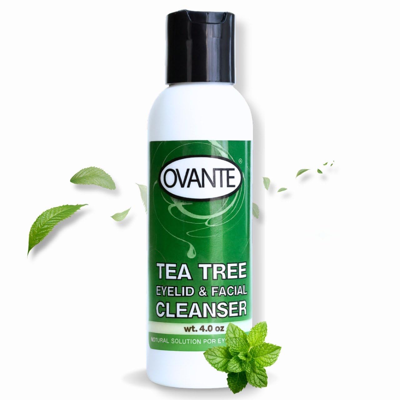 OVANTE Tea Tree Eyelid Cleanser bottle for gentle cleansing of sensitive eyelid skin.