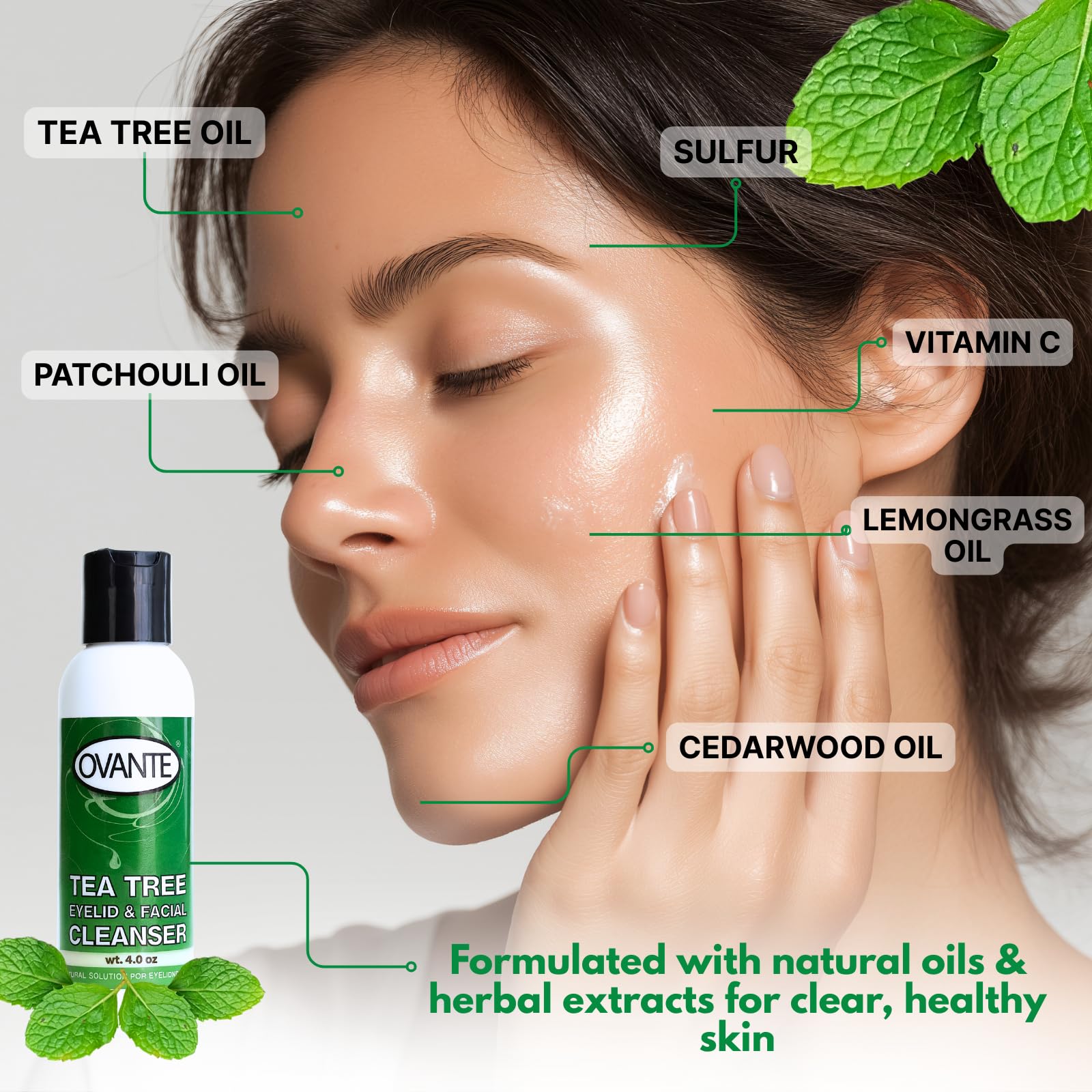 OVANTE Moisturizing hydration shot shows soft, hydrated skin after cleansing.