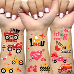 Ovasorve pink candy hearts tattoos for classroom party decorations.