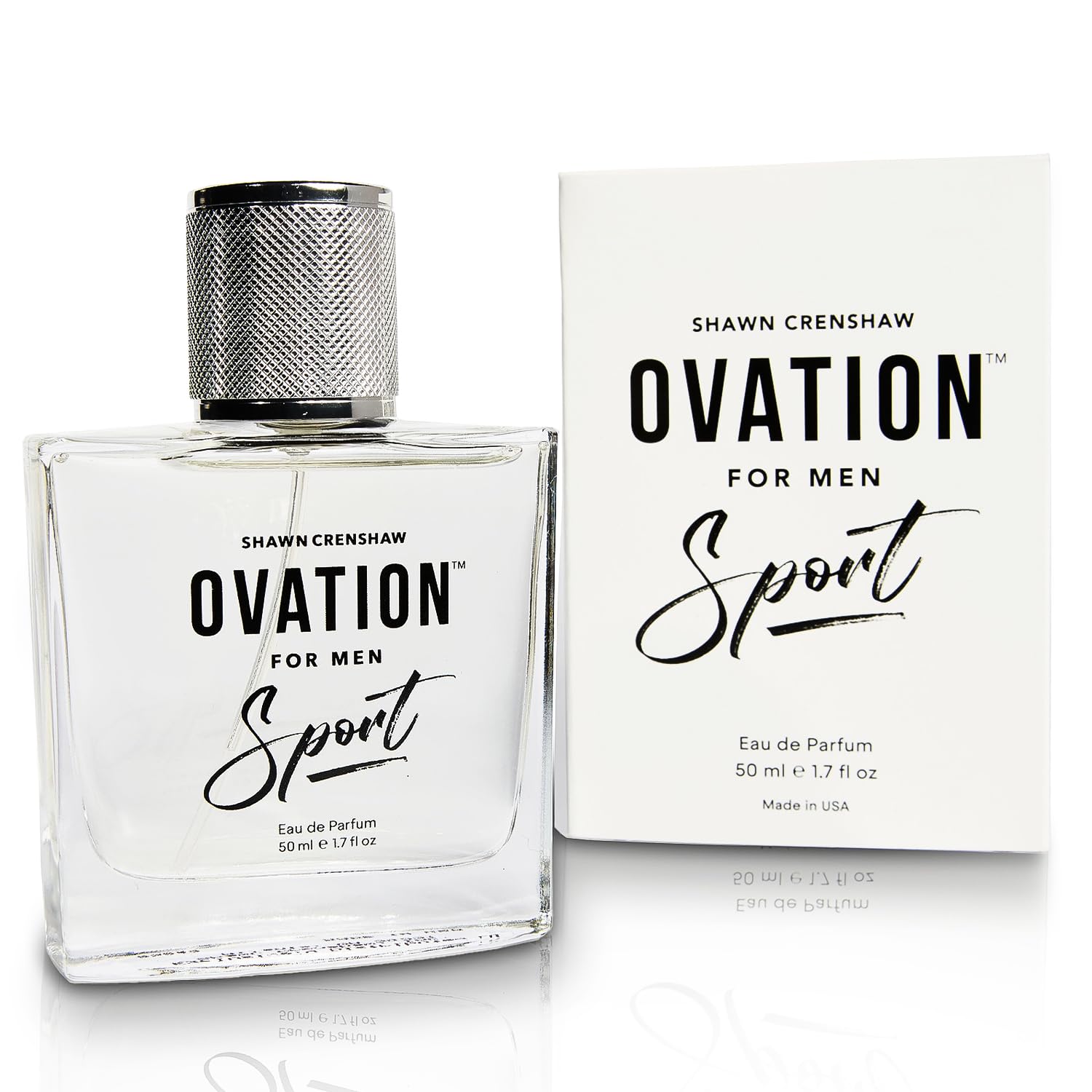 Ovation for Men Sport bottle cap close-up showing premium design and daily freshness