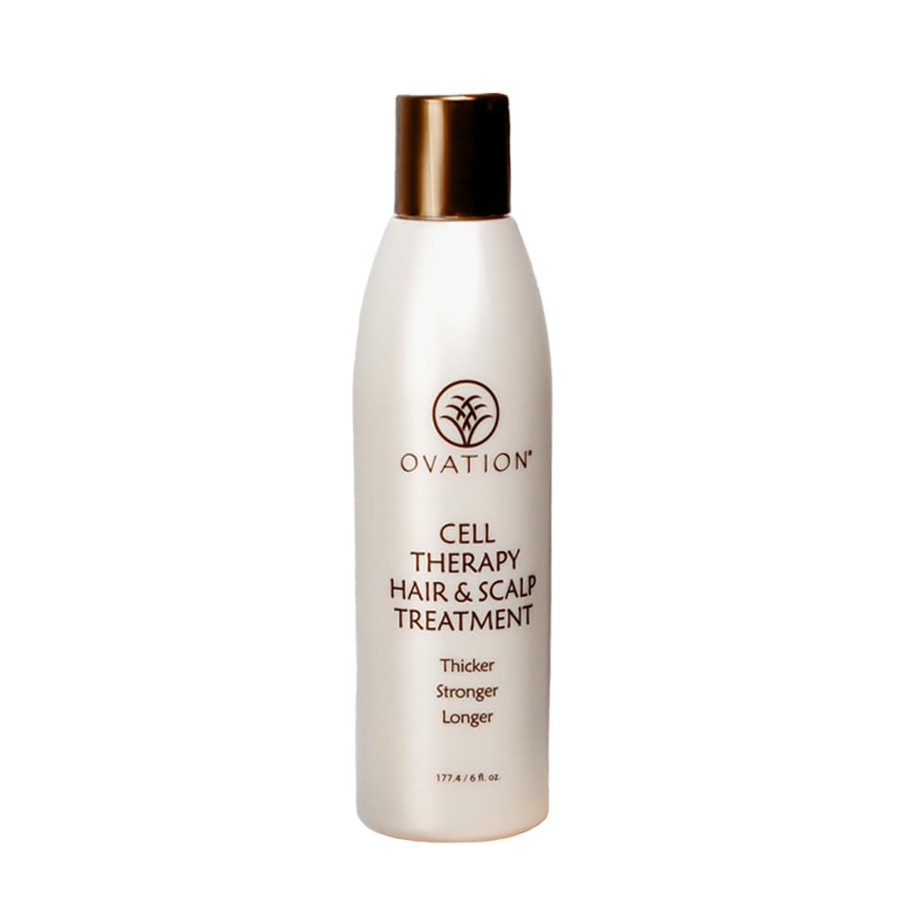 Ovation Hair Cell Therapy bottle for at-home scalp nourishment.