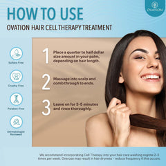 Ovation Hair Cell Therapy ingredients with keratin and biotin.