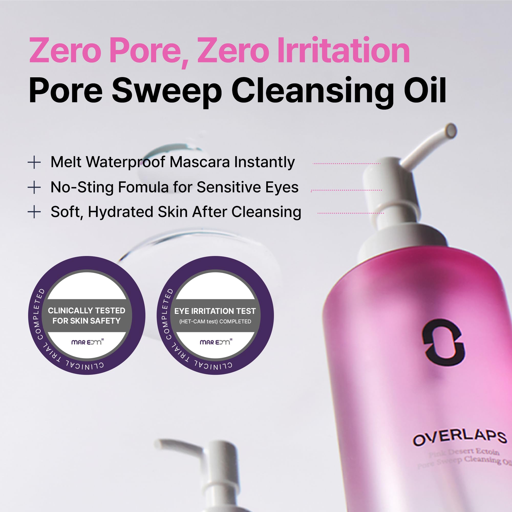 Overlaps Pink Desert Ectoin Cleansing Oil pump action for easy dispensing