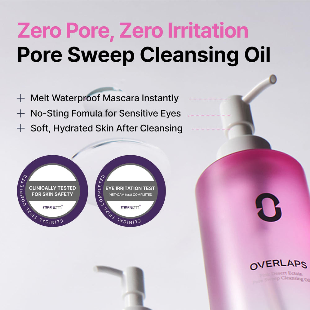 Overlaps Pink Desert Ectoin Cleansing Oil pump action for easy dispensing