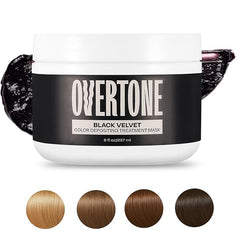 Overtone Black Velvet color swatches show the rich semi-permanent shade.