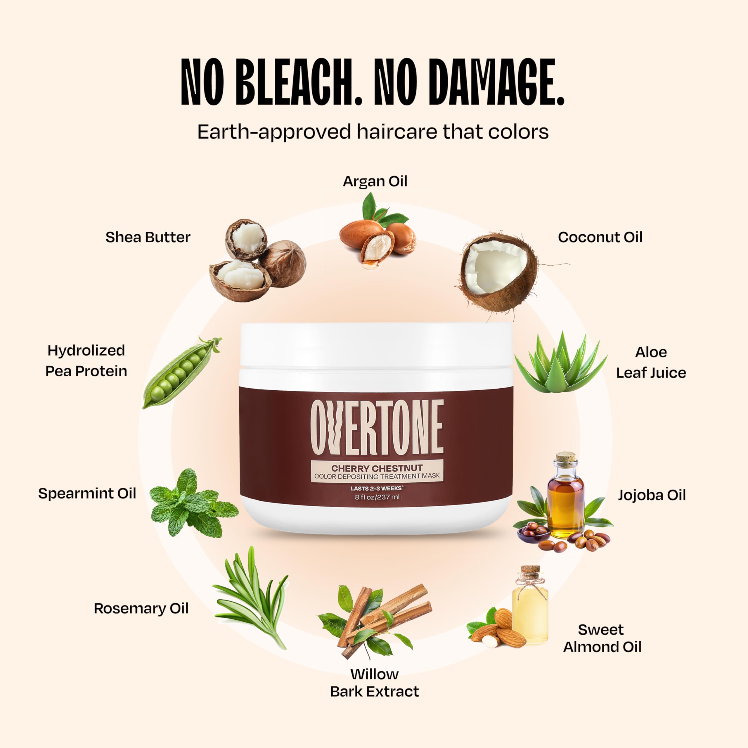 oVertone Cherry Chestnut color result on brown hair with vibrant tone