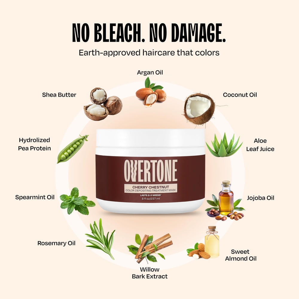 oVertone Cherry Chestnut color result on brown hair with vibrant tone