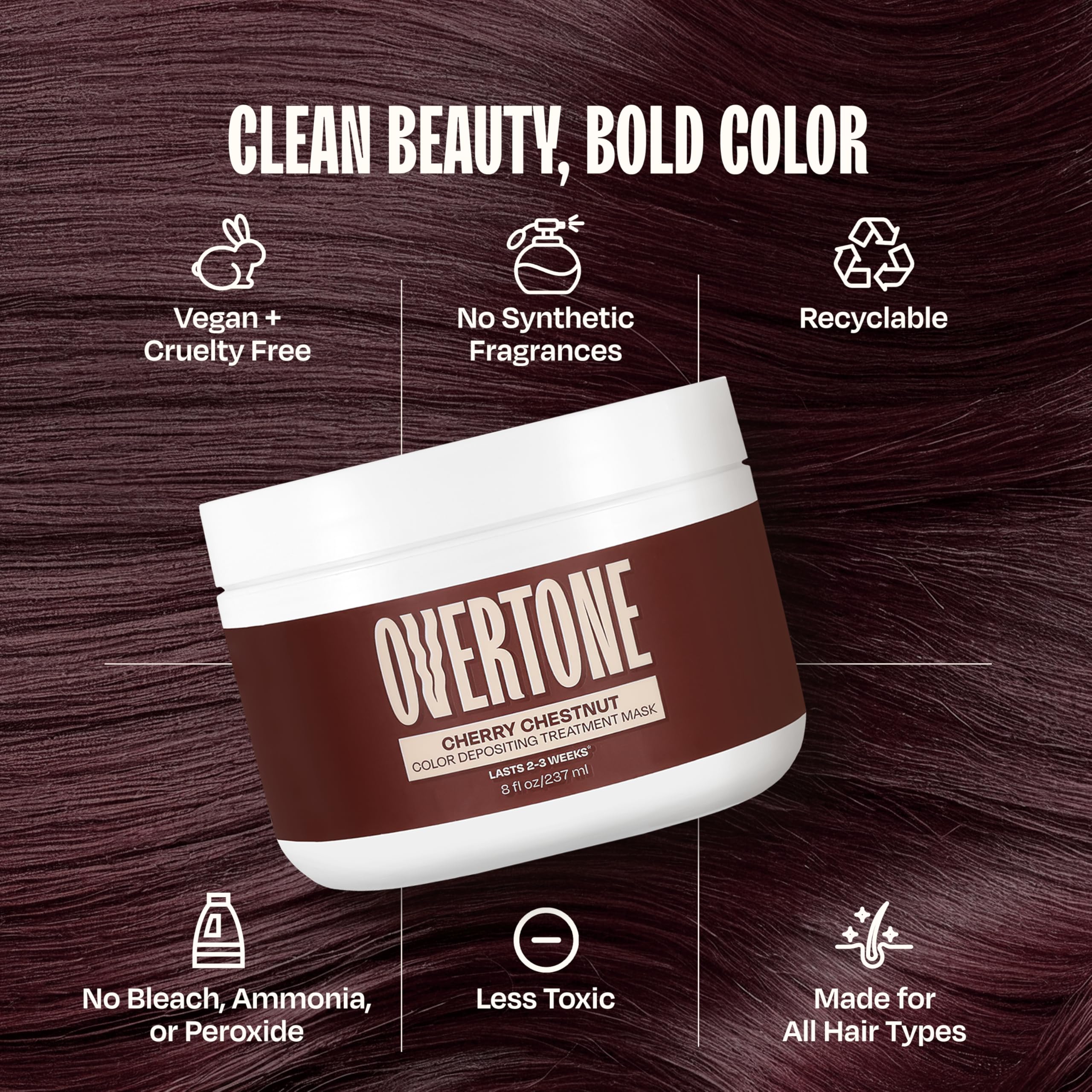 oVertone Cherry Chestnut ingredient list featuring shea and coconut oils