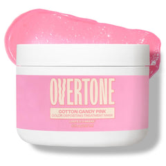Overtone Cotton Candy Pink bottle showing vibrant at home color deposit