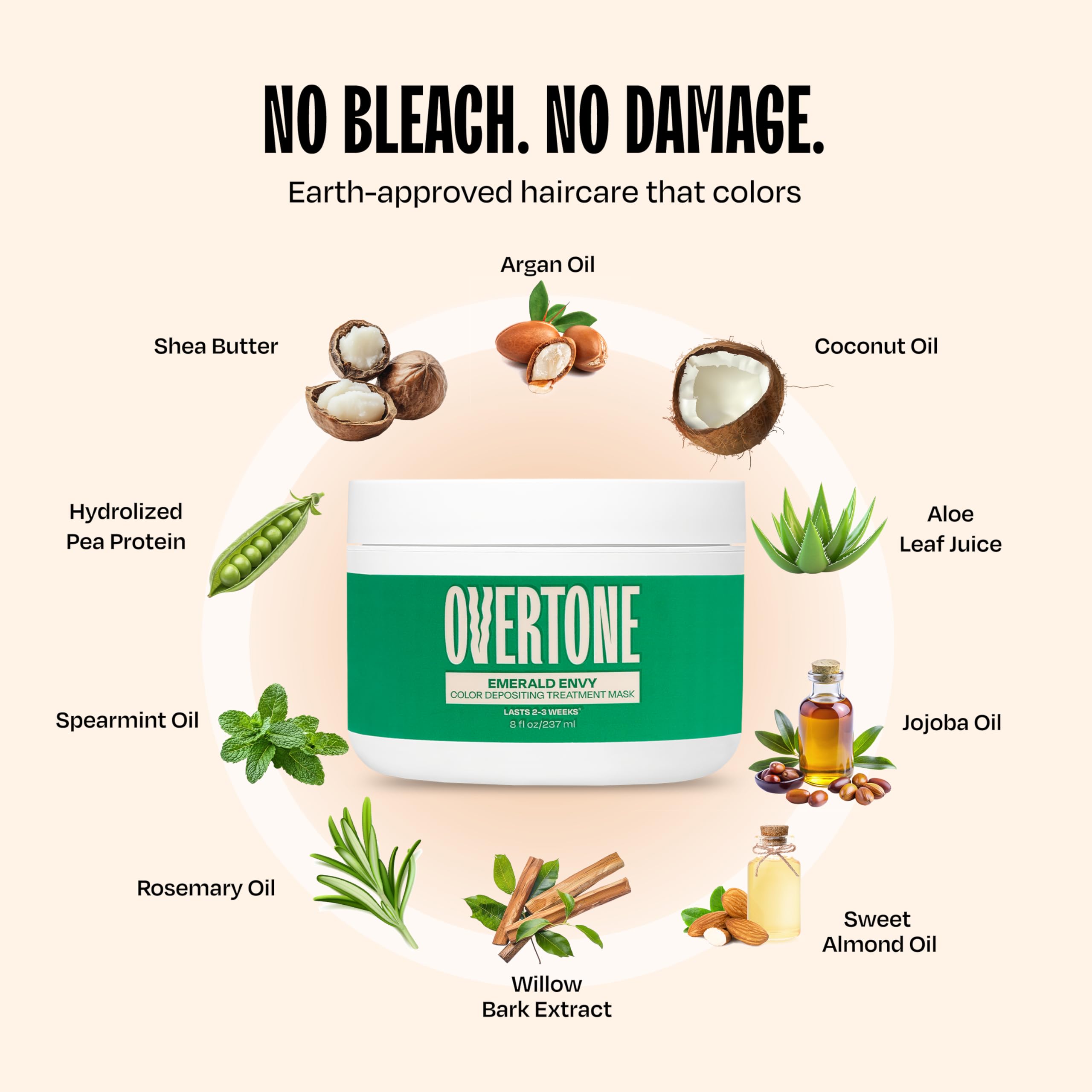 Vibrant green tones appear on brown base hair