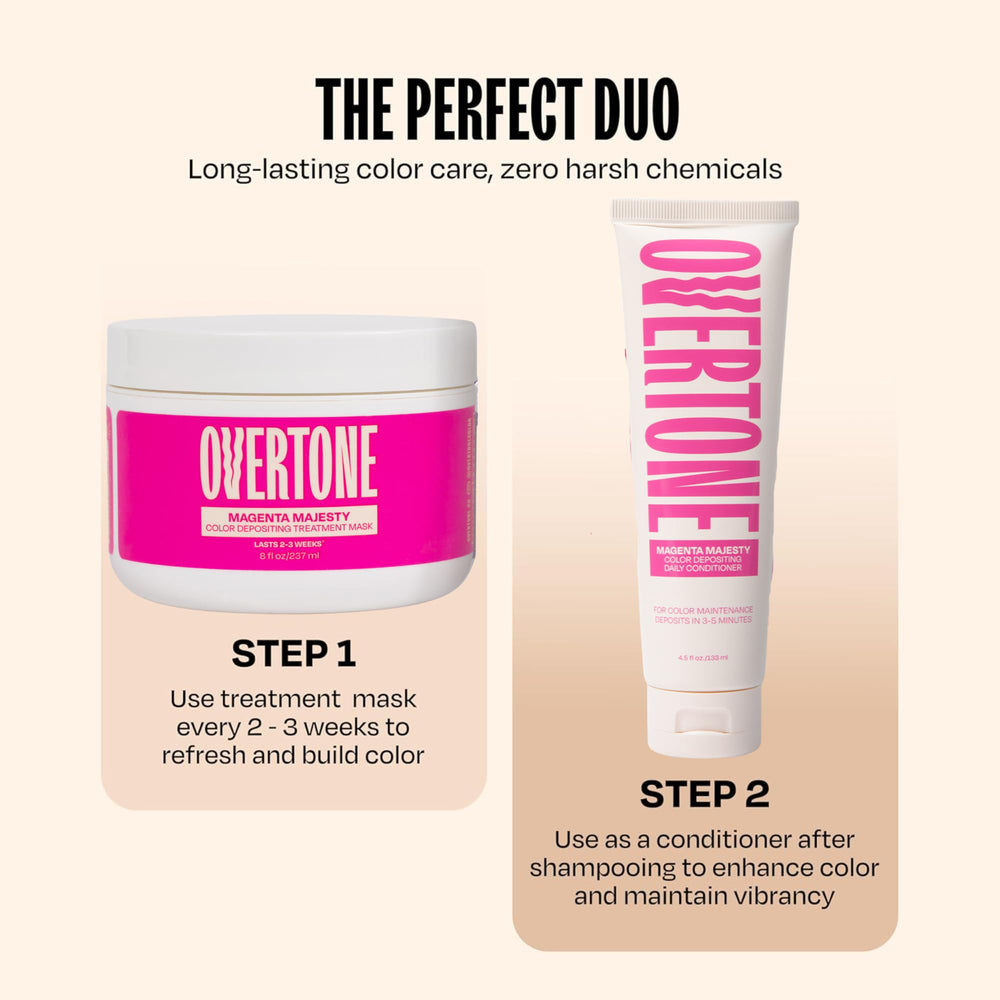 oVertone Extreme Magenta before-after hair transformation visuals