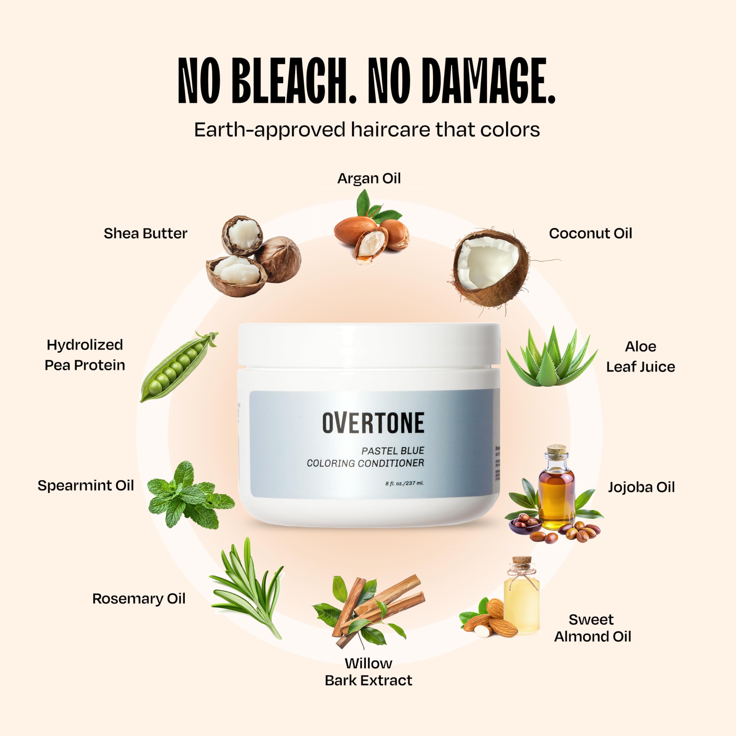 Overtone Glacier Mist held in palm showcases easy 10–15 minute application.