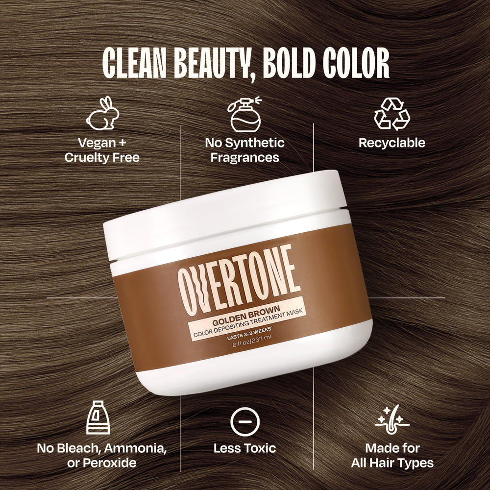 Overtone Golden Brown hair after color shows richer tones and shine